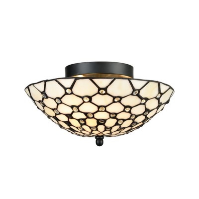 Eul Tiffany Style Semi Flush Mount Ceiling Fixture Antique Brass