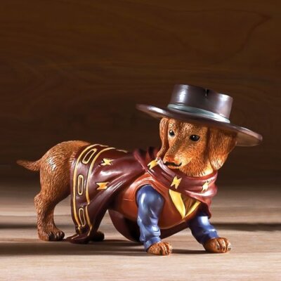Bradford Exchange A PAW-FECT Hero Spurs N Fur Dachshund Cowboys
