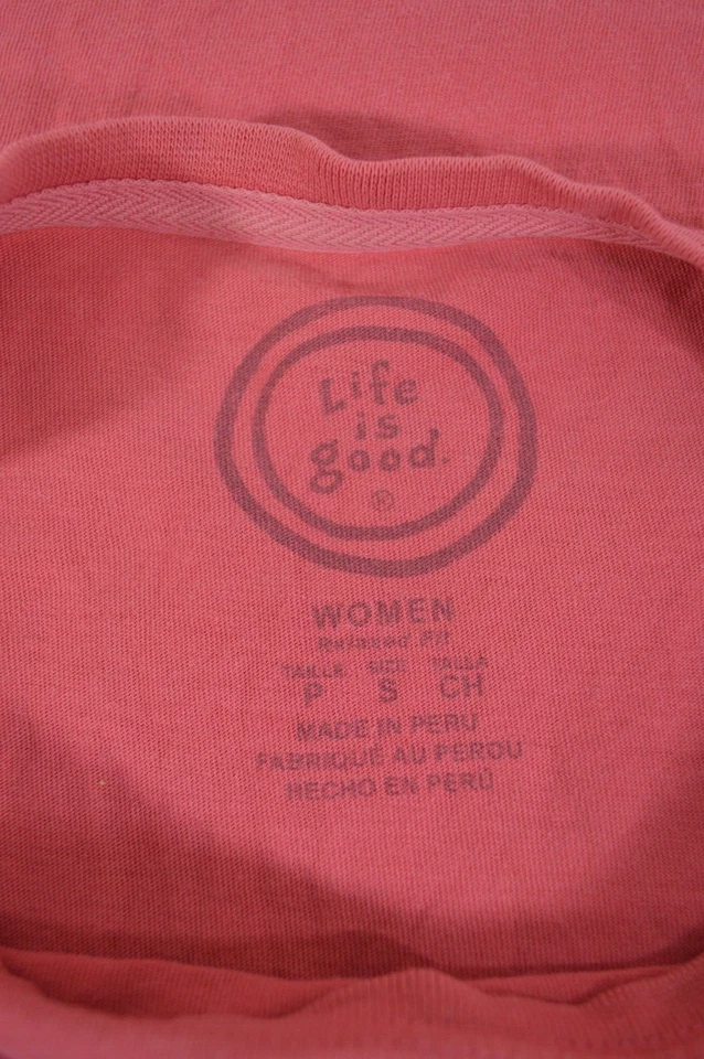 Camiseta Life is Good Para Mujer Pequeña Rosa Caminatas Abrazos Rock & Roll Calce Relajado T54 Foto 3 de 3