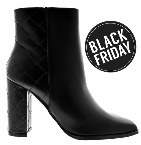 anfibi zeppa alta donna scarpe tacco alto tronchetti neri stivaletti  polacchini | eBay