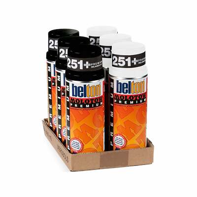 Molotow Premium Belton Sprühfarbe - Schwarz-Weiß Packung - 6 x 400ml Dosenpaket