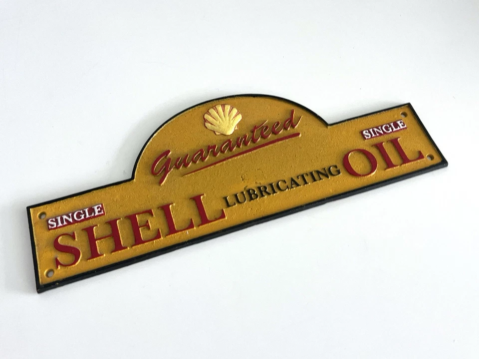 Shell Cast Iron Sign Garage Showroom Mancave Large Gas Station Yellow - Image 3 of 4