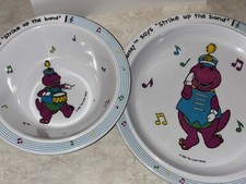 1992 The Lyons Group Barney The Dinosaur Plate  Bowl Strike Up The Band