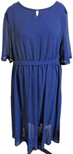 Shein Chiffon Navy Blue Keyhole Front Half Skirt Lined Dress Plus Size 5XL NWOT