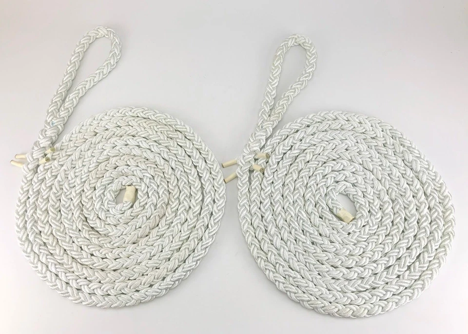 2 x 15 Metres Of 14mm White 8 Strand Nylon Mooring Ropes Lines Sailing Boats - Image 2 of 4