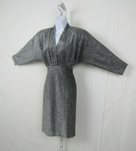 VTG NAFTA-LINE PARIS SILVER SPARKLING DRESS SIZE 38 FRANCE 8 / MED U.S. LINED - Picture 7 of 12