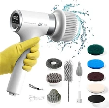 Handheld Electric Spin Scrubber Cordless Cleaning Brush w/ Extras *NEW, See Pic*