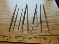 9 Antique unmarked steel files- 9 to 4"- need cleaning-