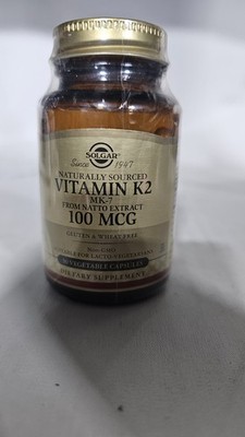 Solgar Naturally Sourced Vitamin K2 MK-7 100 mcg 50 Vegetable Caps Exp:6/2026