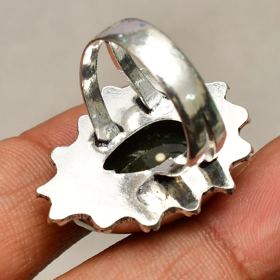 Anello gioiello in argento sterling 925 fatto a mano con pietre preziose in... - Immagine 4 di 4