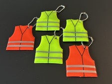5 x Reflective Hi Vis Keyring Yellow/Orange Neon Vest Safety Keychain Bag Zipper