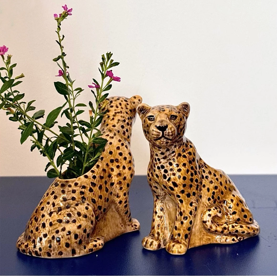 Small Vase Pot Ceramic Leopard Figurine Flower Succulent Animal Home Decor
Opens in a new window or