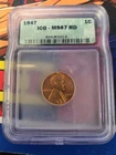 1Cent 1947 ICG-MS67 RD Coin