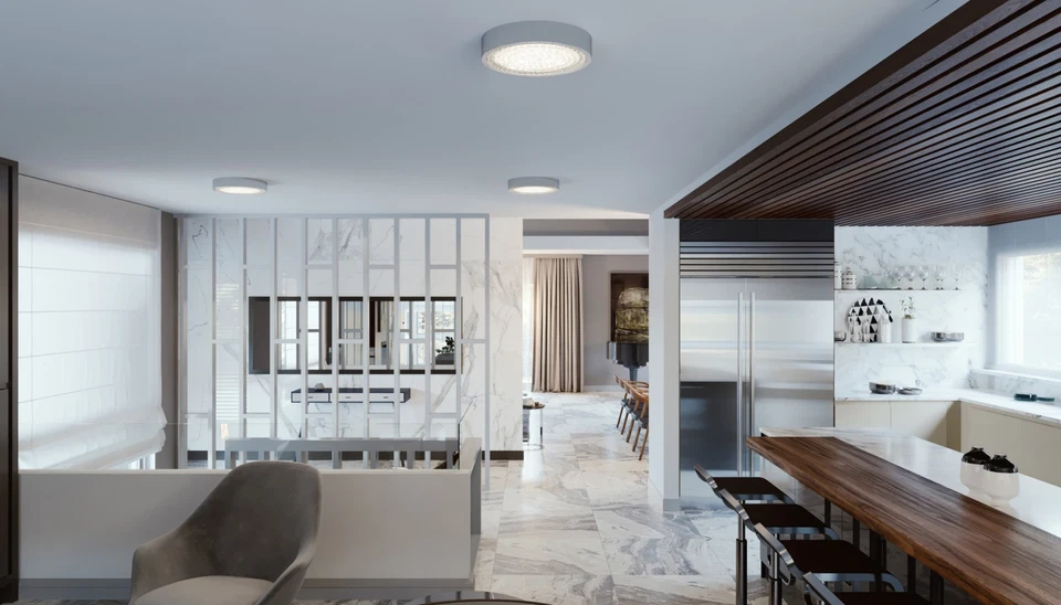 AFX DMDF13L30D1 Diamonds 13"W LED Flush Mount Drum Ceiling - Chrome - Image 4 of 4