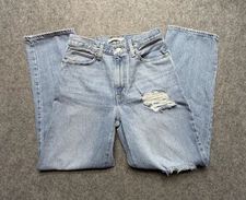 Levis 94 Baggy Jeans Womens 28 Light Wash Distressed High Rise Straight Leg