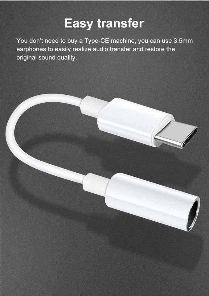 USB TYPE C TO 3.5mm AUDIO HEADPHONE ADAPTER JACK FOR ANDROID AND LATEST IPHONE - Image 3 of 4