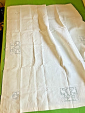 Vintage Embroidered Bird & Botanical Linen Tablecloth — listing 6