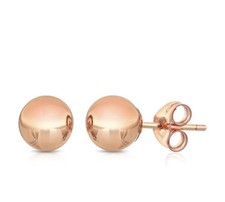 14K Rose Gold 2MM High Polish Ball Push Back Stud Earrings