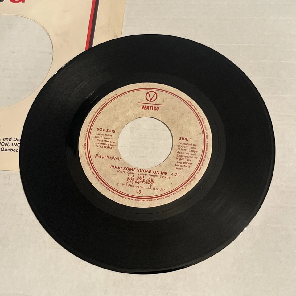 DEF LEPPARD - Pour Some Sugar On Me - CANADIAN PRESS - 7” Vinyl Single - 1987 - Image 3 of 3