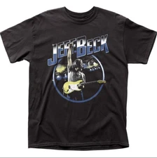 Jeff Beck On Stage graphic tee, Classic rock guitar t-shirt, Men's black shirt