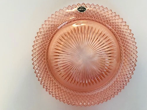 Anchor Hocking Pink Miss America Depression Glass Dinner Plate w/Label