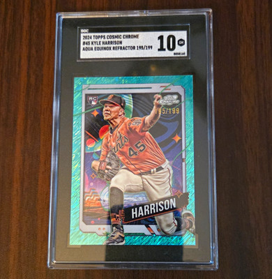 Topps 2024 Cosmic Chrome Kyle Harrison #45 Aqua Equinox /199 RC SGC 10