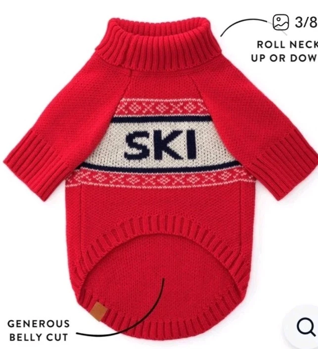 NWT The Foggy Dog Red and White "Ski" Sweater, S  (Retail $59) - Image 3 of 4
