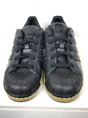 Adidas Superstar Kids Shoes Size Black Gold Classic Lace Sneakers