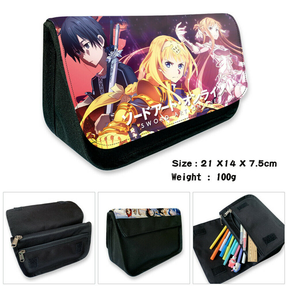 Anime Sword Art Online FAIRY TAIL Canva Pencil Bag Storage Makeup bag  Stationery