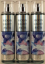 3 PACK Bath & Body Works MOONLIGHT PATH Fine Fragrance Body Mist Spray 8 Oz