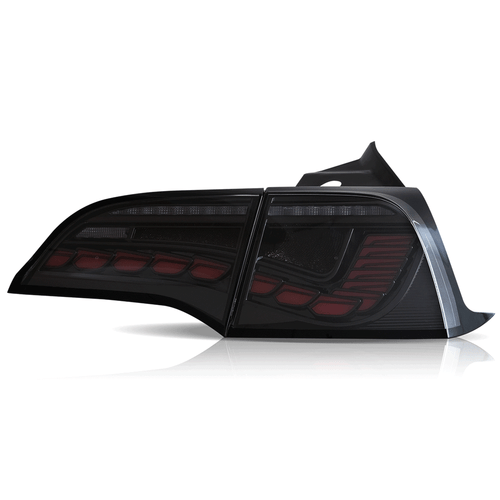 GTS Style Smoked LED Tail Lights For 2017-2023 Tesla Model 3 / Y w/Animation Set - Picture 2 of 17