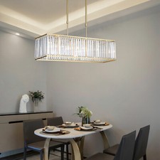 Modern Rectangular Crystal Chandeliers Pendant Ceiling Light for Dining Room