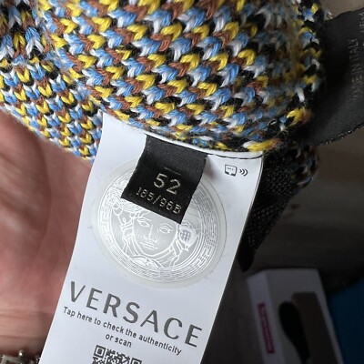 Versace Knitted Animalier Logo Sweater A85003 Leopard Print Men's