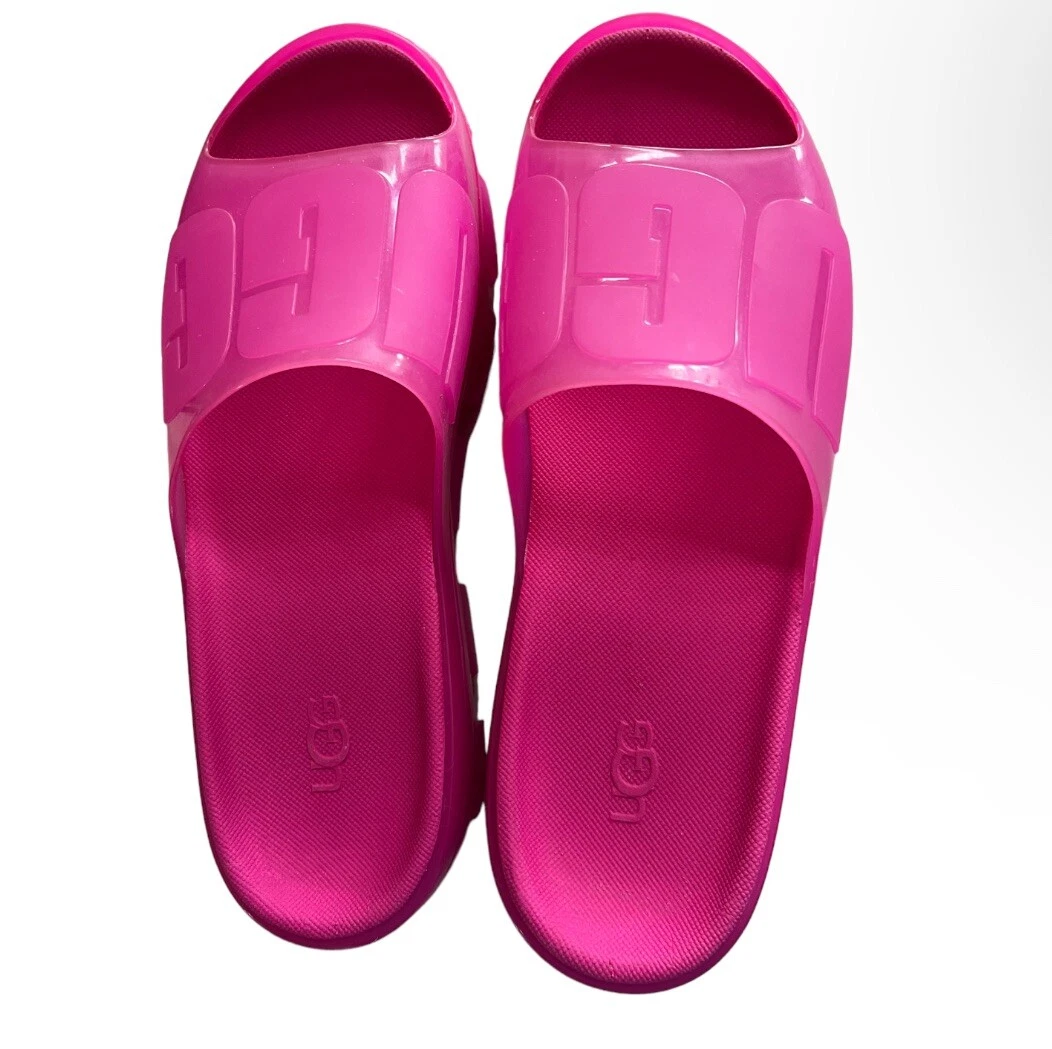 UGG donna Jella scivoli trasparenti Dragon Fruit rosa caldo plateau gelatina taglia US 8 nuovo