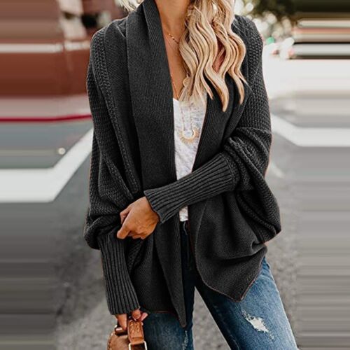 Women's Kimono Batwing Cable Knitted Slouchy Oversized Wrap Cardigan Sweater - Picture 7 of 26