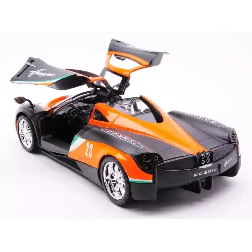MOTOR MAX GTR RACING 1:24 DIE CAST AUTO  PAGANI HUAYRA NERO E ARANCIONE   73798 - Immagine 2 di 3