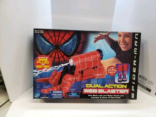 Spider-Man Web Blaster Dual Action Web Fluid Or Water Shooter Glove w 2 Cans