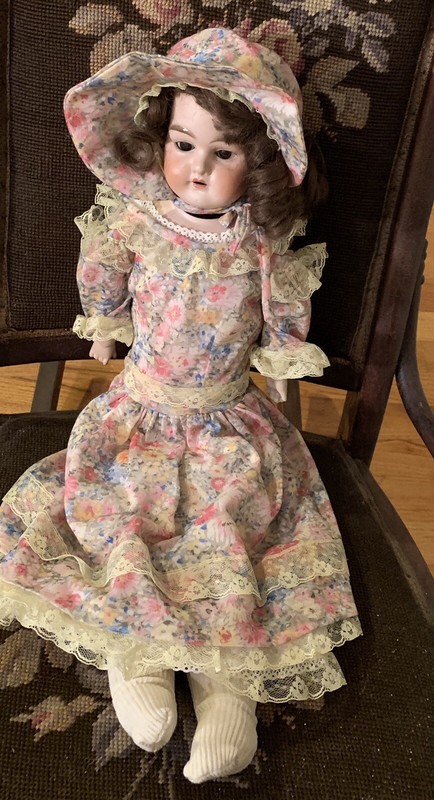 Antique Armand Marseille Doll Bisque Head Leather Body Sleepy Eyes Open Mouth