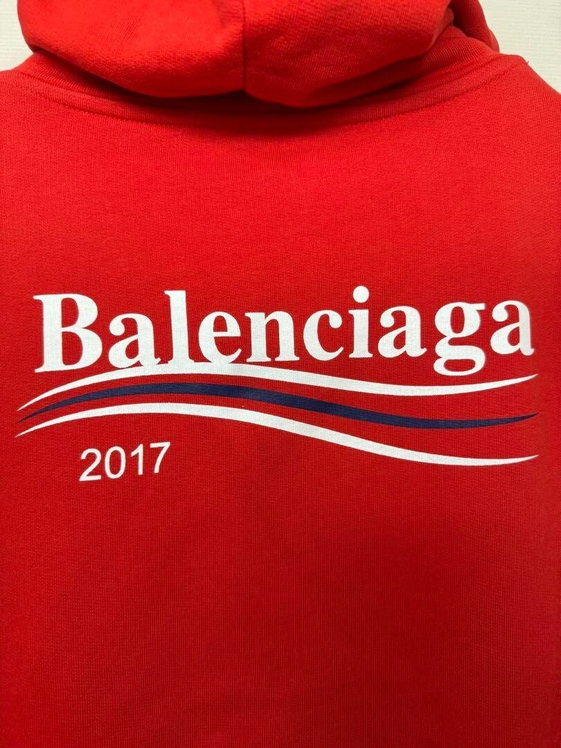 Felpa con cappuccio Balenciaga Logo 2017 100th Limited rossa taglia S lunghezza 25 5" ottima JP