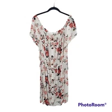 J for justify floral cinch waist Dress womens plus size 3x white button accent