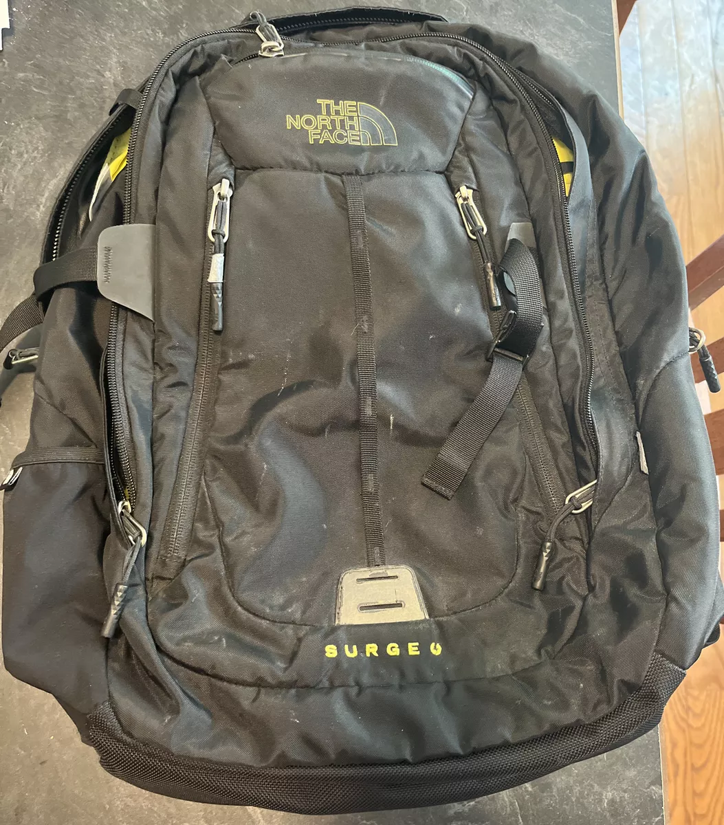 Maken Het apparaat prinses The North Face Surge Hiking Backpack Padded Laptop Black Yellow | eBay