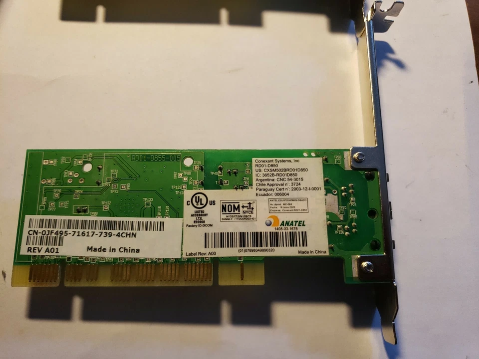 Conexant RD01-D850 56K V.92 PCI Data Fax Modem E229493 - Image 4 of 4