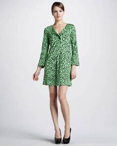 dvf green leopard dress