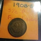1908-S Indian Head Cent Penny - Semi-Key Date - Full Liberty VF/Fine