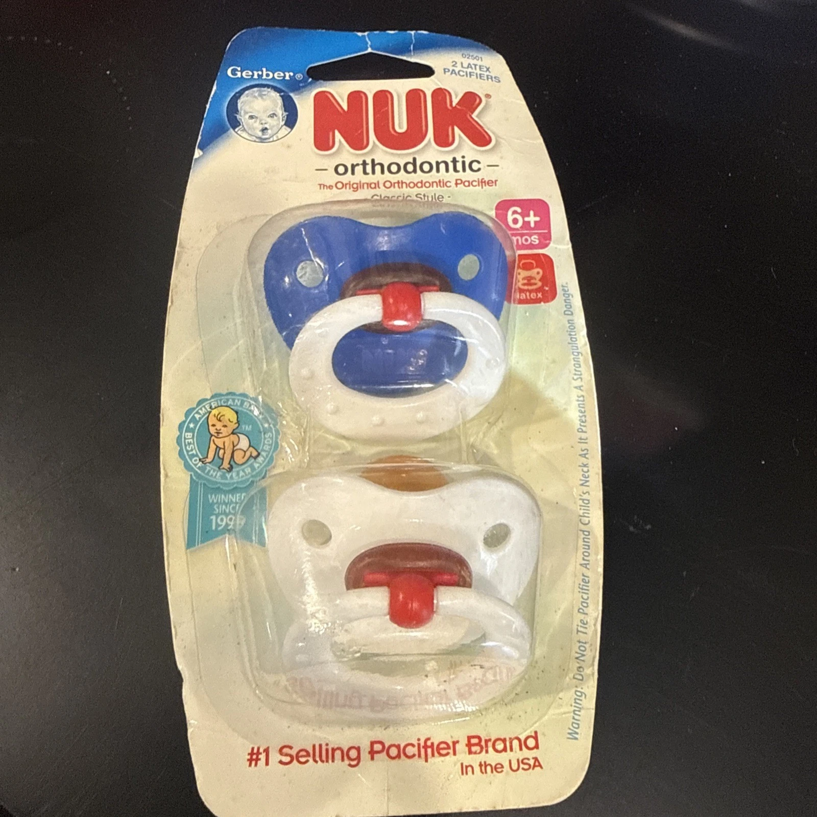 2007 Gerber NUK Orthodontic Latex Pacifiers Blue White Size 6m+ NOS NEW
Opens in a new window or tab