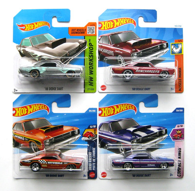 4 x Hot Wheels '68 Dodge Dart HW Workshop Drag Racers Muscle Mania Compact Kings