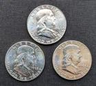 $1.50 Face Value - US 90% Silver Franklin Halves - Uncirculated - Lot #5