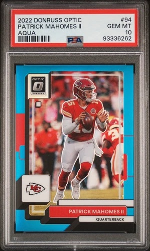 2022 DONRUSS OPTIC PATRICK MAHOMES II AQUA GEM MT PSA 10