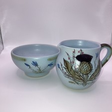 Buchan Portobello Stoneware Creamer Jug & Sugar Bowl Thistle 189/5