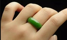 Green Stone Band Ring in Silver Metal, Green Colour, Ring Size C 1/2